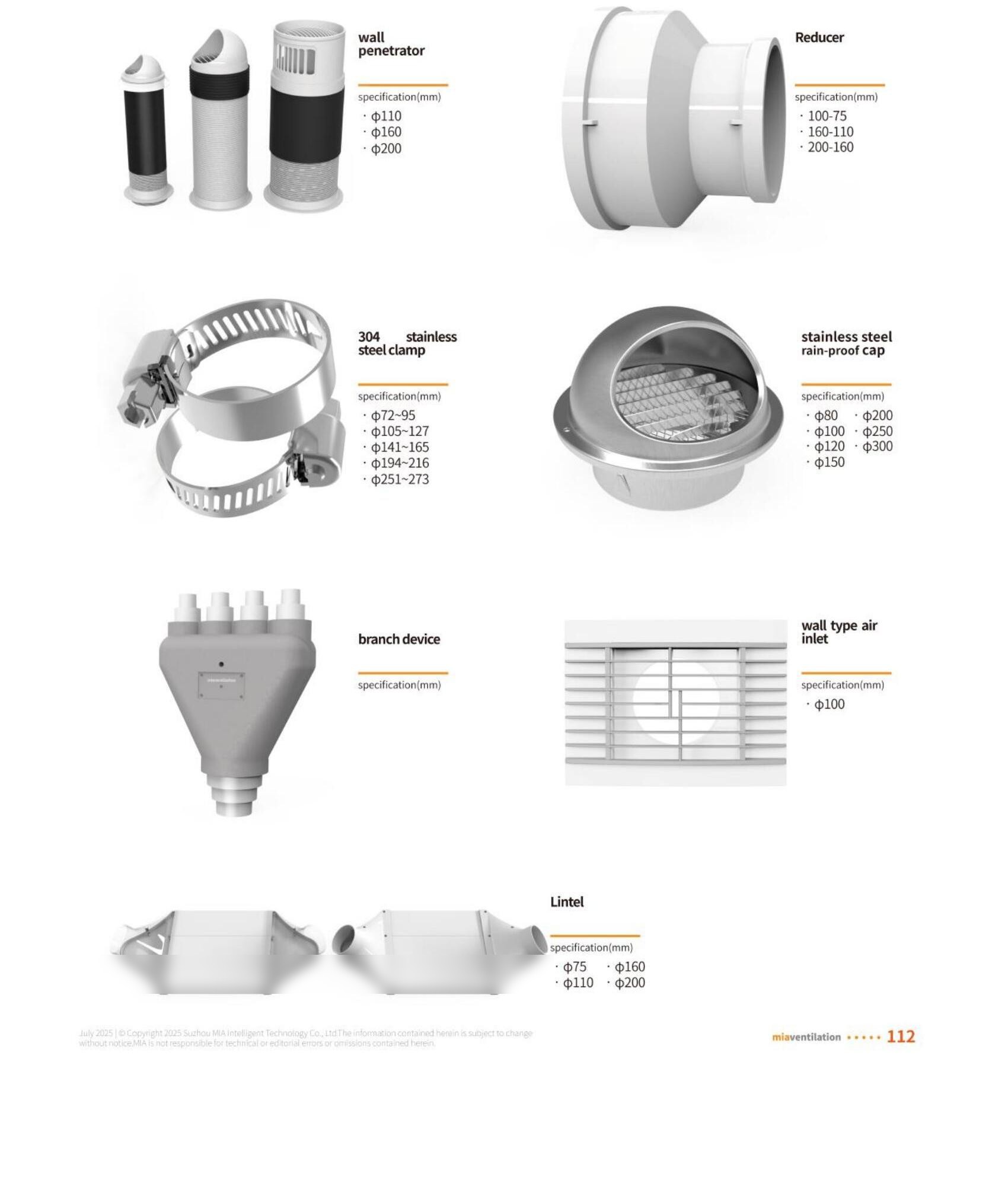 Accessories — outdoor, vents, fittings